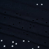 Stretch Polyester Eyelet Jersey - Navy Little Flowers - Designer Deadstock