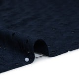 Stretch Polyester Eyelet Jersey - Navy Little Flowers - Designer Deadstock