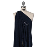 Stretch Polyester Eyelet Jersey - Navy Little Flowers - Designer Deadstock