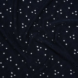 Stretch Polyester Eyelet Jersey - Navy Little Flowers - Designer Deadstock