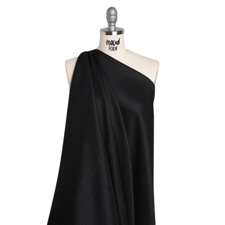 Stretch Textured Polyester Woven - Black - Designer Deadstock