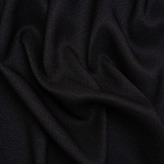 Stretch Textured Polyester Woven - Black - Designer Deadstock