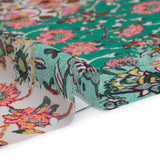 Polyester Chiffon Print - Pink, Mint Green and Yellow Flowers and Tiles Patchwork - Designer Deadstock
