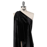 Stretch Polyester Velour - Black - Designer Deadstock