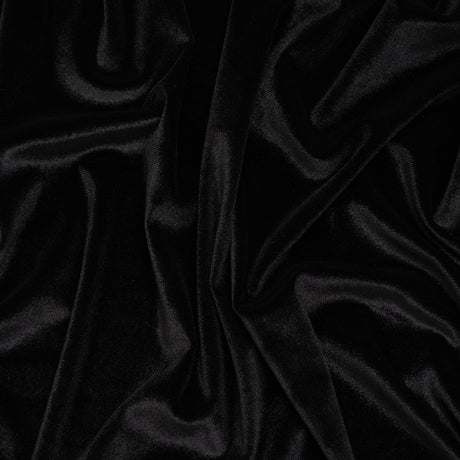 Stretch Polyester Velour - Black - Designer Deadstock