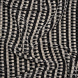 Fine Pleated Polyester Satin - Black and Cream Geometric Stripes - Designer Deadstock