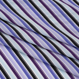 Lightweight Polyester Crepe - Lavender, Aqua and Black Stripes - Designer Deadstock