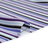 Lightweight Polyester Crepe - Lavender, Aqua and Black Stripes - Designer Deadstock