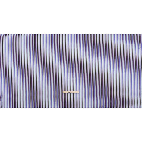 Lightweight Polyester Crepe - Lavender, Aqua and Black Stripes - Designer Deadstock