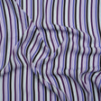 Lightweight Polyester Crepe - Lavender, Aqua and Black Stripes - Designer Deadstock