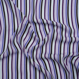 Lightweight Polyester Crepe - Lavender, Aqua and Black Stripes - Designer Deadstock