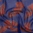 Crinkled Polyester Chiffon with Metallic Silver Pinstripes - Red and Blue Paisleys - Designer Deadstock