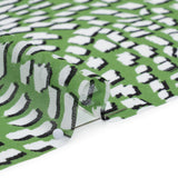Polyester Chiffon - Grass Green, White and Black Abstract - Designer Deadstock