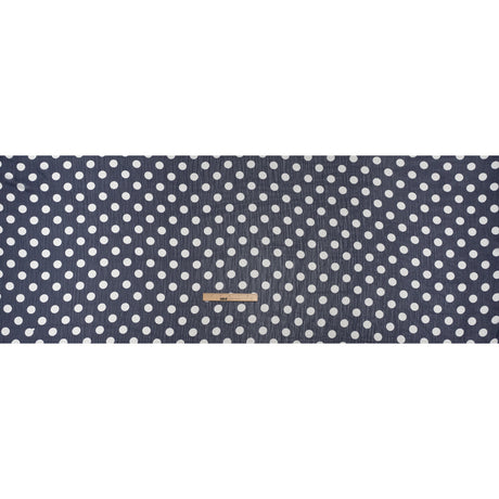 Crinkled Polyester Chiffon Print - Navy and White Polka Dots - Designer Deadstock