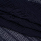 Ruched Stretched Nylon Mesh - Navy Blue Stripes - Designer Deadstock