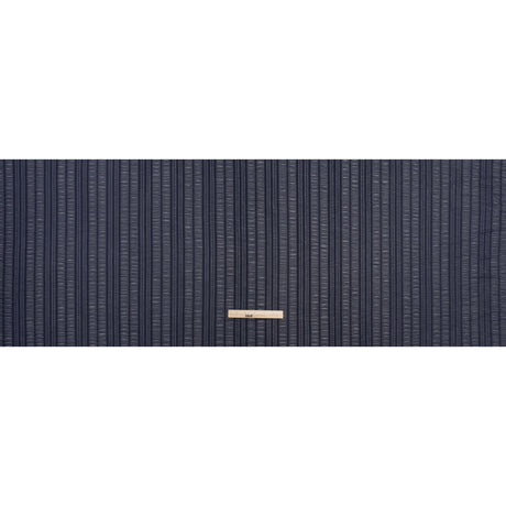 Ruched Stretched Nylon Mesh - Navy Blue Stripes - Designer Deadstock