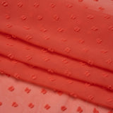 Polyester Swiss Dot Chiffon - Coral Orange Polka Dots - Designer Deadstock