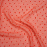 Polyester Swiss Dot Chiffon - Coral Orange Polka Dots - Designer Deadstock
