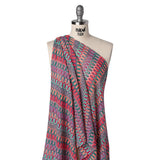 Lacy Sweater Knit with Metallic Accents - Magenta, Neon Orange and Teal Wave Stripes - Designer Deadstock