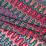 Lacy Sweater Knit with Metallic Accents - Magenta, Neon Orange and Teal Wave Stripes - Designer Deadstock