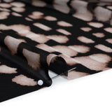 Polyester Stretch Mesh Print - Black, Beige and Cream Abstract Spots - Designer Deadstock