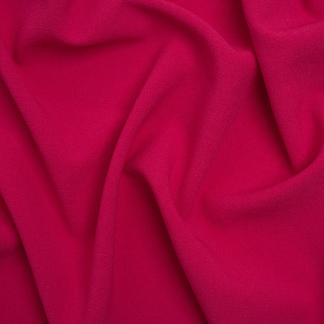Stretch Polyester Crepe - Deep Pink - Designer Deadstock