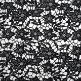 Guipure Lace with Finished Edges - Black Floral - Designer Deadstock