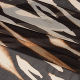 Polyester Stretch Mesh Print - Brown and Beige Painter Animal Stripes - Designer Deadstock