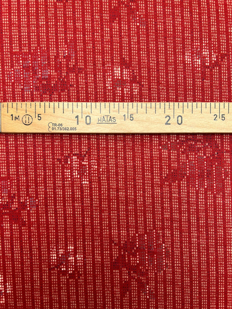 Acrylic Knitted Fabric Red Beige Printed
