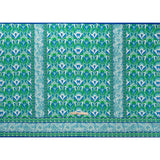 Stretch Cotton Sateen Panel - Blue and Green Floral Ogees and Paisley Stripes - Designer Deadstock