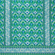Stretch Cotton Sateen Panel - Blue and Green Floral Ogees and Paisley Stripes - Designer Deadstock