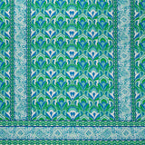 Stretch Cotton Sateen Panel - Blue and Green Floral Ogees and Paisley Stripes - Designer Deadstock