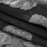 Metallic Burnout Brocade - Black, Gray and Silver Floral - Designer Deadstock