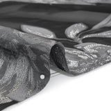 Metallic Burnout Brocade - Black, Gray and Silver Floral - Designer Deadstock