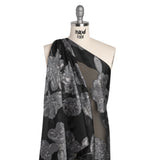 Metallic Burnout Brocade - Black, Gray and Silver Floral - Designer Deadstock