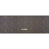 Polyester Burnout Brocade - Navy Blue and Gold Classical Floral Vines - Designer Deadstock