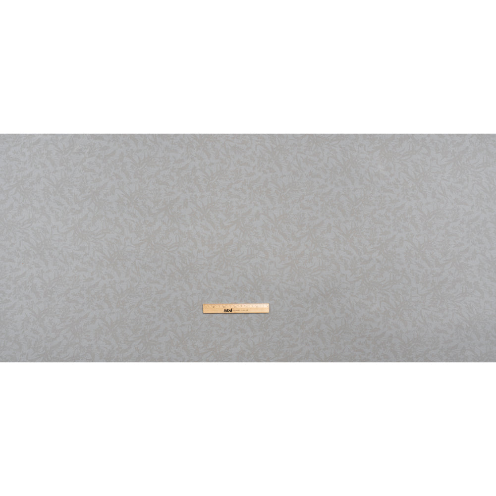 Polyester Chiffon Print - Light Beige and White Delicate Floral Silhouettes - Designer Deadstock