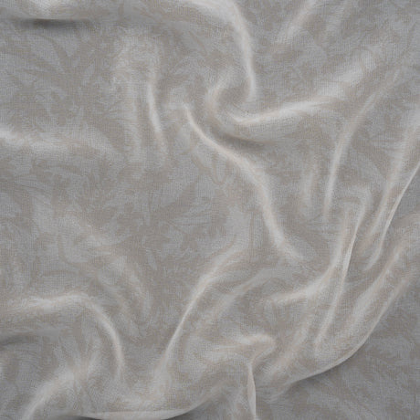 Polyester Chiffon Print - Light Beige and White Delicate Floral Silhouettes - Designer Deadstock