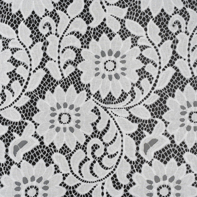 Nylon and Cotton Re-Embroidered Lace - Ivory Floral - Designer Deadstock