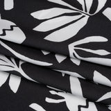 Polyester Satin Print - Black and White Carved Florals - Designer Deadstock