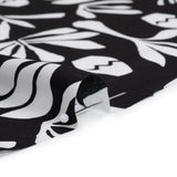 Polyester Satin Print - Black and White Carved Florals - Designer Deadstock