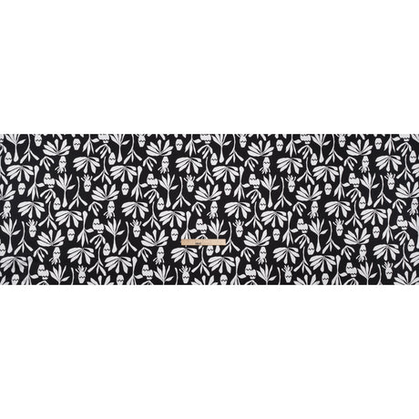 Polyester Satin Print - Black and White Carved Florals - Designer Deadstock