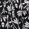 Polyester Satin Print - Black and White Carved Florals - Designer Deadstock