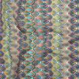 Polyester Knit Lace - Purple, Teal and Pink Feather Stripes - Designer Deadstock