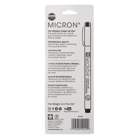 Sakura Pigma Micron Pen Set - Black, Size 01/.25mm - 3pc