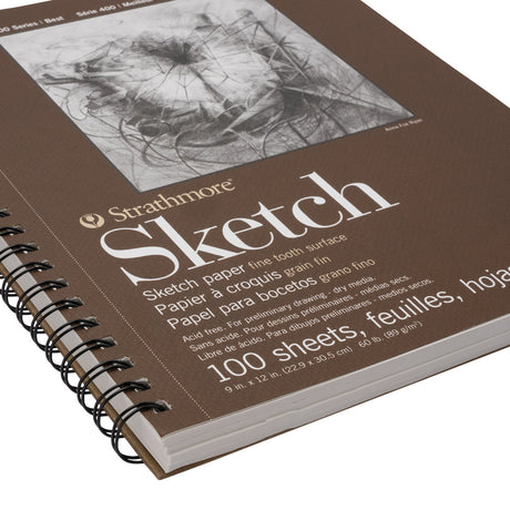 Strathmore 400 Series Spiral Sketchbook, Micro Perforated - 100 Sheets, 60lb - 9" x 12"