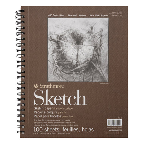 Strathmore 400 Series Spiral Sketchbook, Micro Perforated - 100 Sheets, 60lb - 9" x 12"