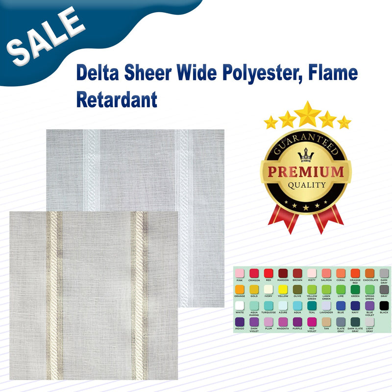 1 Yard Delta Sheer Polyester Flame Retardant 118" Wide