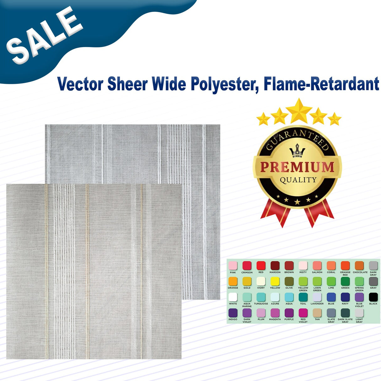 1 Yard Vector Sheer Wide Polyester Flame Retardant