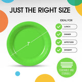 100 Count Lime Green Disposable Party Plates for Appetizers Snacks Birthdays Picnics BBQ 7 Inch